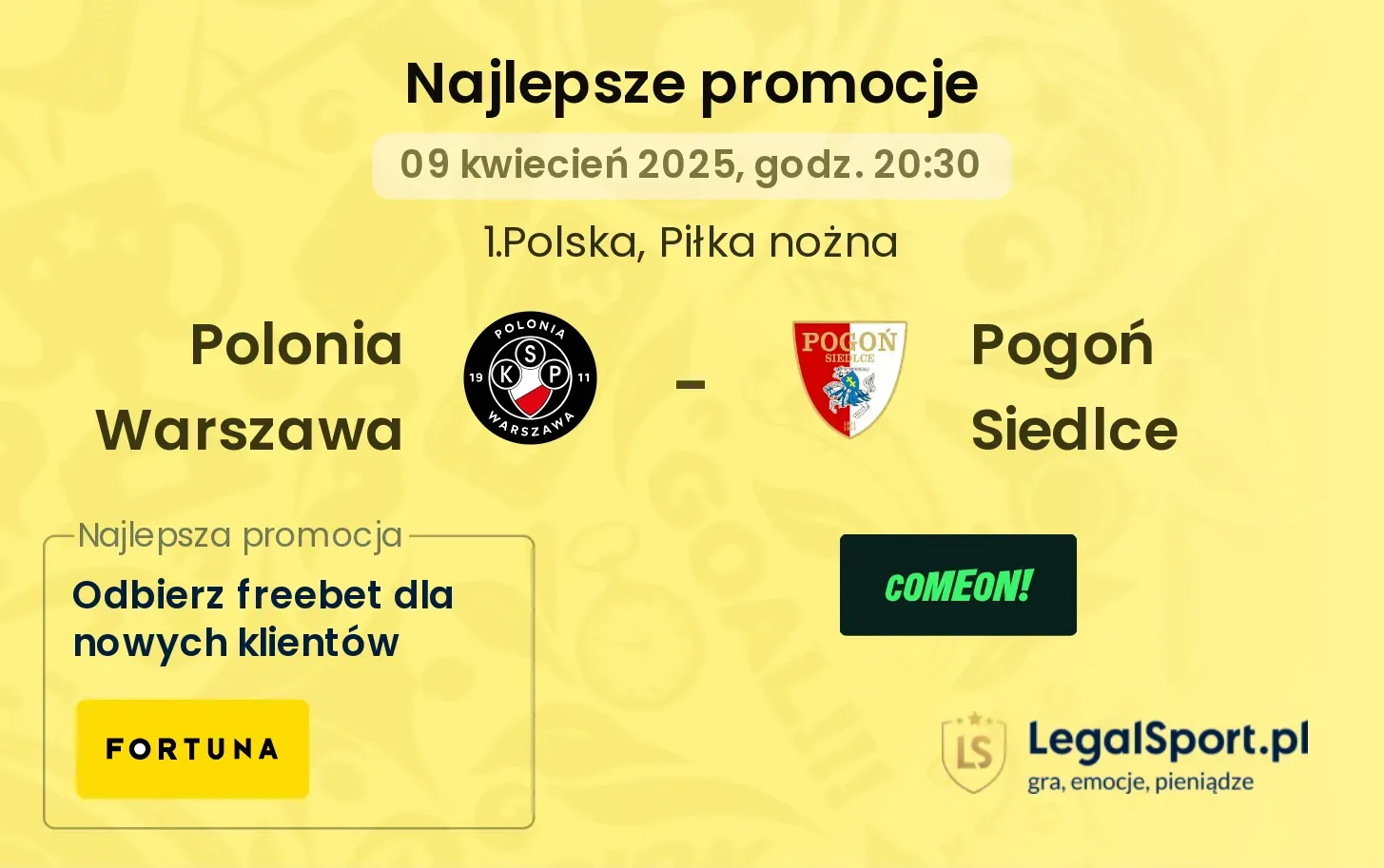 Polonia Warszawa - Pogoń Siedlce promocje bukmacherskie