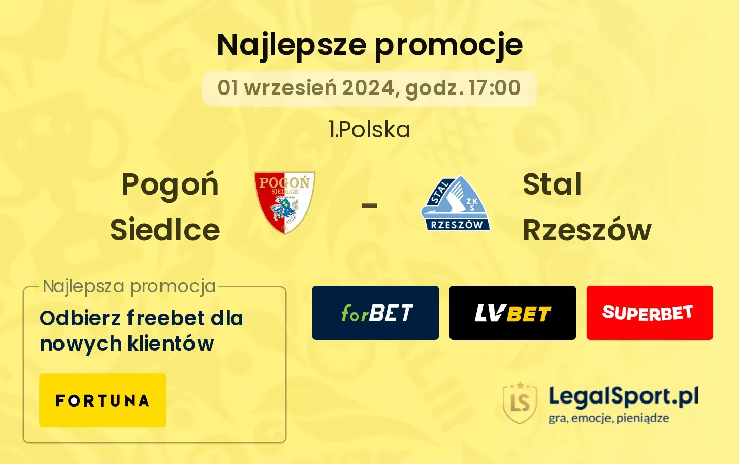 Stal Rzeszów - Pogoń Siedlce promocje bukmacherskie
