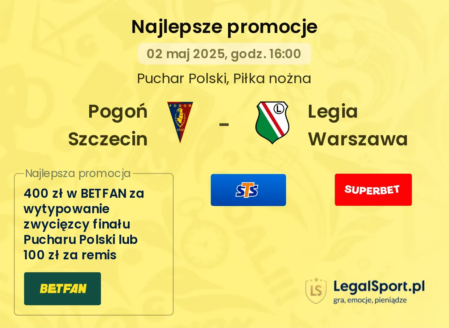 Pogoń Szczecin - Legia Warszawa promocje bukmacherskie