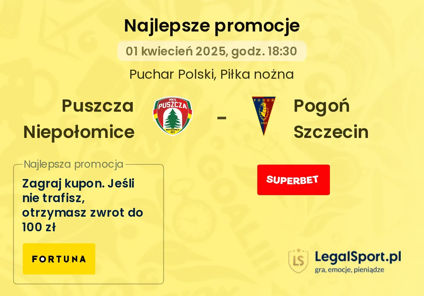 199 zł od STS za zwycięzcę meczu Puszcza Niepołomice - Pogoń Szczecin