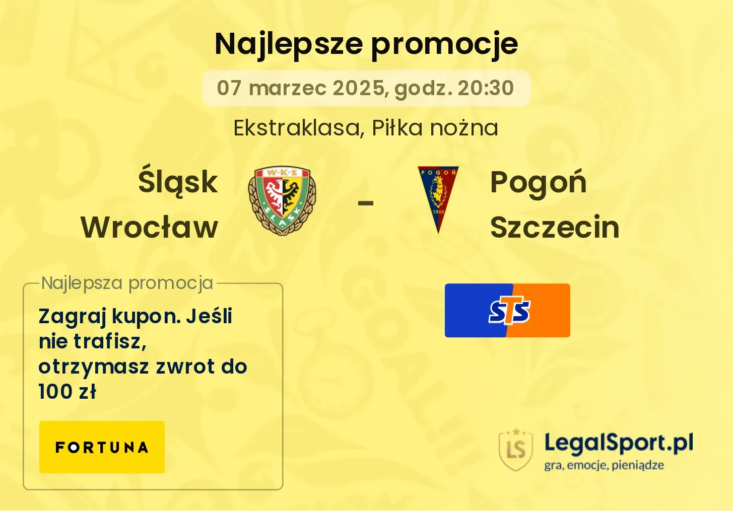 Śląsk Wrocław - Pogoń Szczecin promocje u bukmacherów