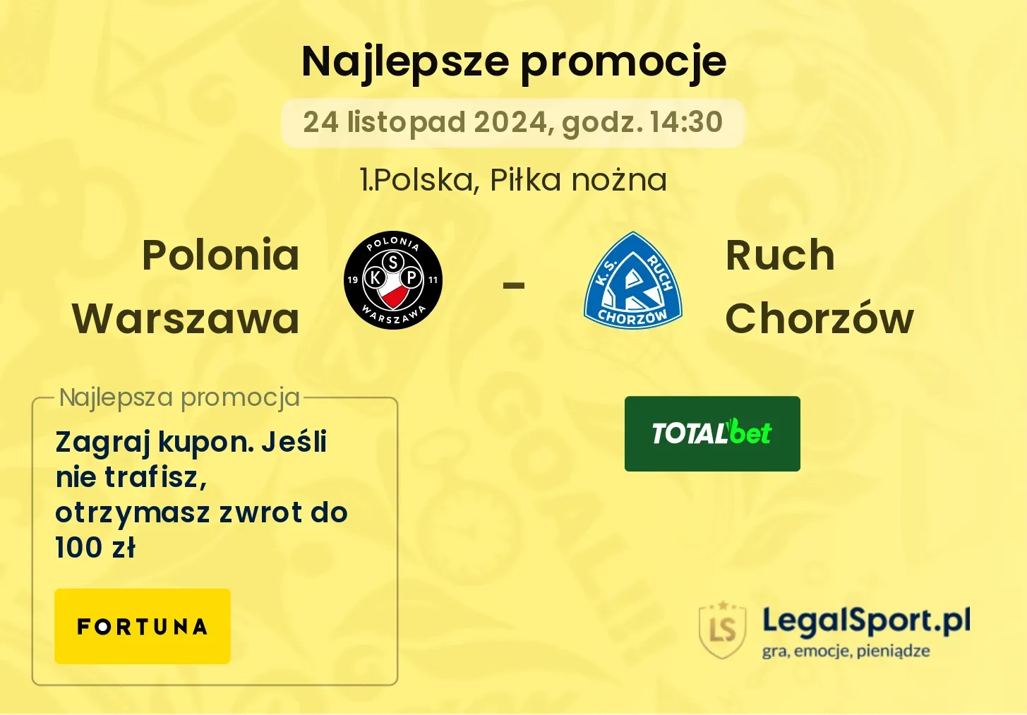 Polonia Warszawa - Ruch Chorzów promocje u bukmacherów