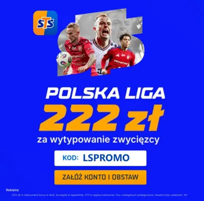 STS: 222 zł za wytypowanie zwycięzcy dowolnego meczu w rundzie jesiennej Ekstraklasy lub 1. Ligi