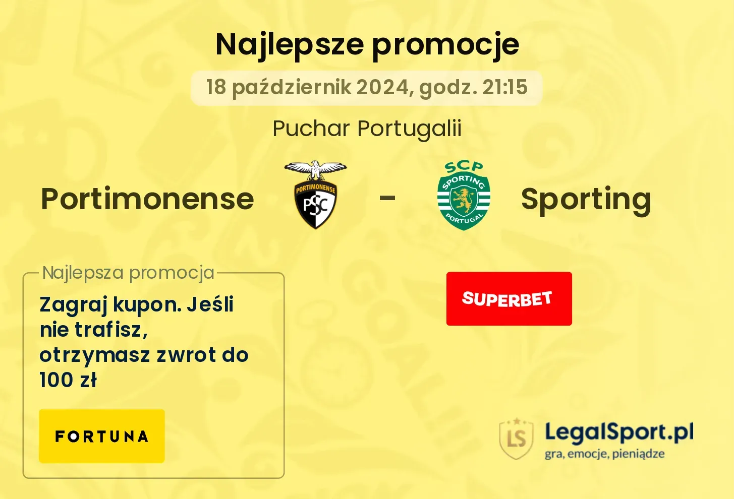 Portimonense - Sporting promocje bukmacherskie 18.10, 21:15