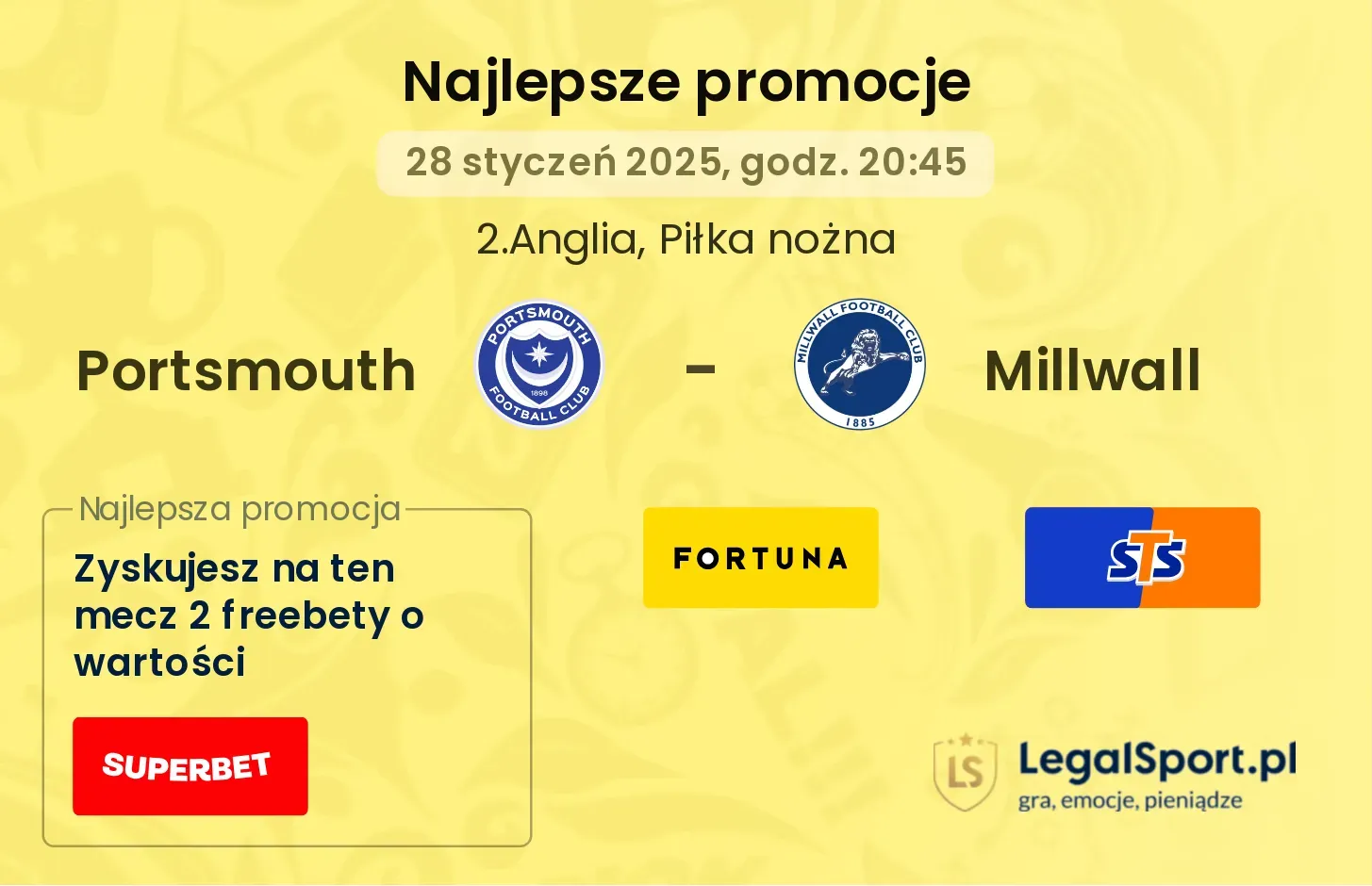 Portsmouth - Millwall promocje bukmacherskie