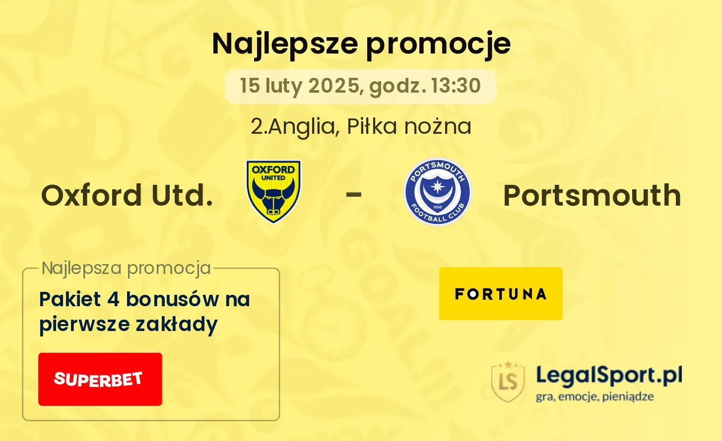 Oxford Utd. - Portsmouth promocje u bukmacherów