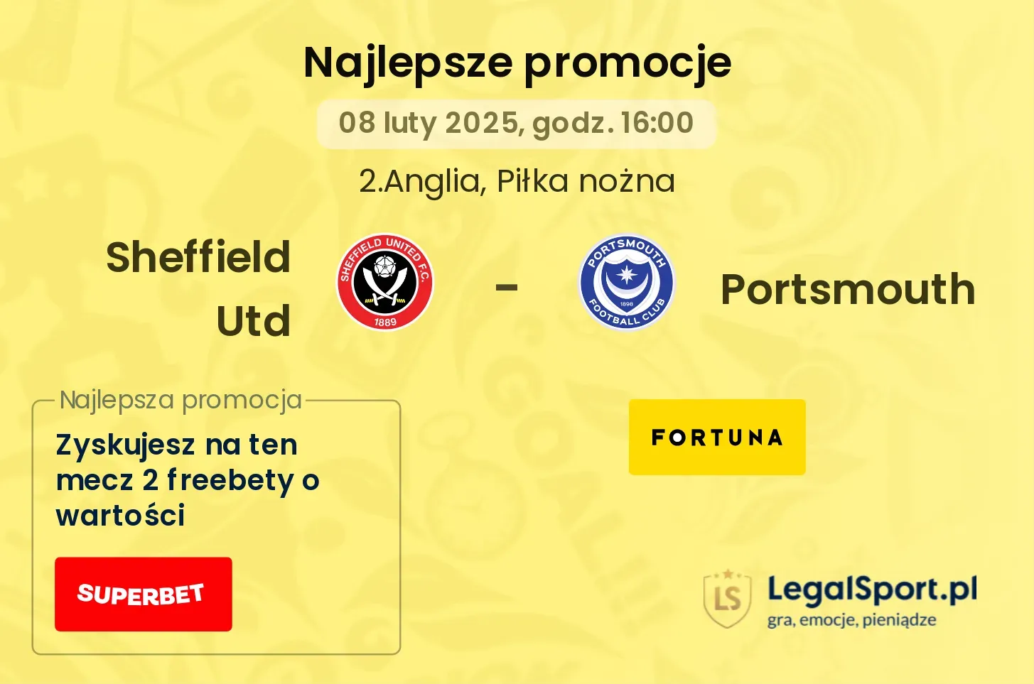 Sheffield Utd - Portsmouth promocje u bukmacherów