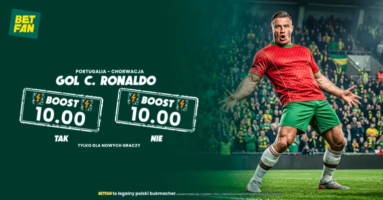 BETFAN: 176 zł za gola Ronaldo z Chorwacją