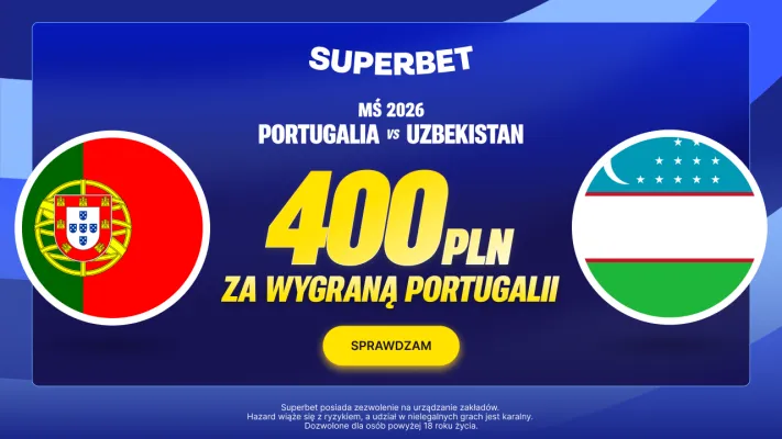 Bonus 400 PLN za wygraną Portugalii w meczu z Uzbekistanem od Superbet
