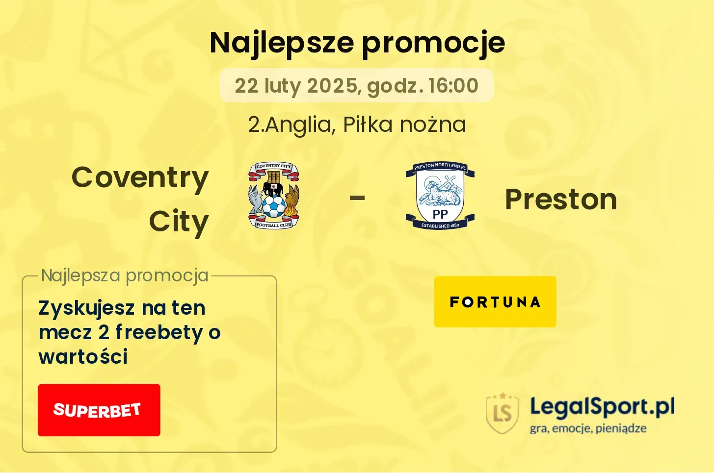 Coventry City - Preston promocje u bukmacherów