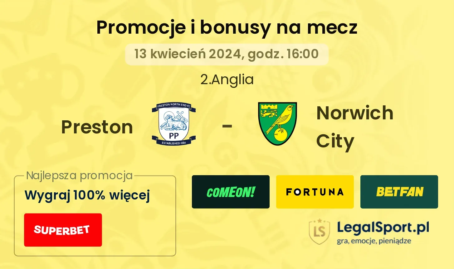 Preston - Norwich City promocje bonusy na mecz