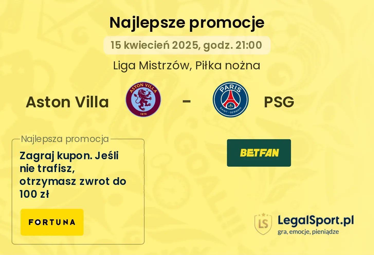 Aston Villa - PSG promocje u bukmacherów