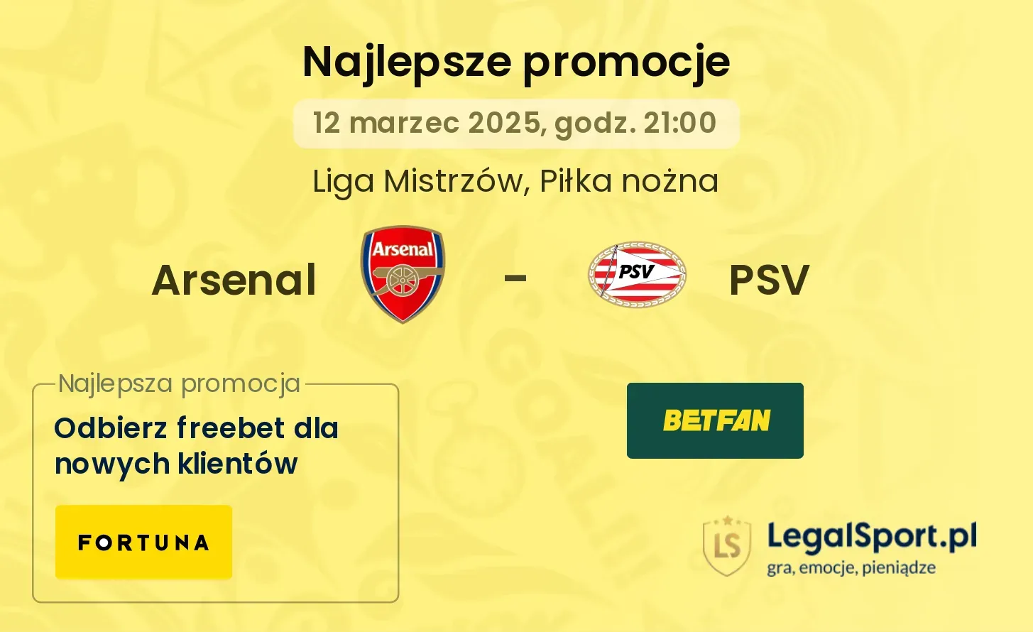 Arsenal - PSV promocje bukmacherskie