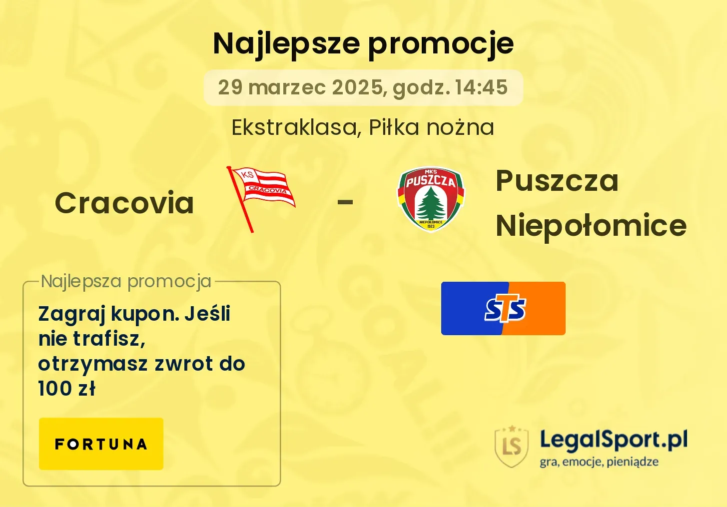 Cracovia - Puszcza Niepołomice promocje u bukmacherów