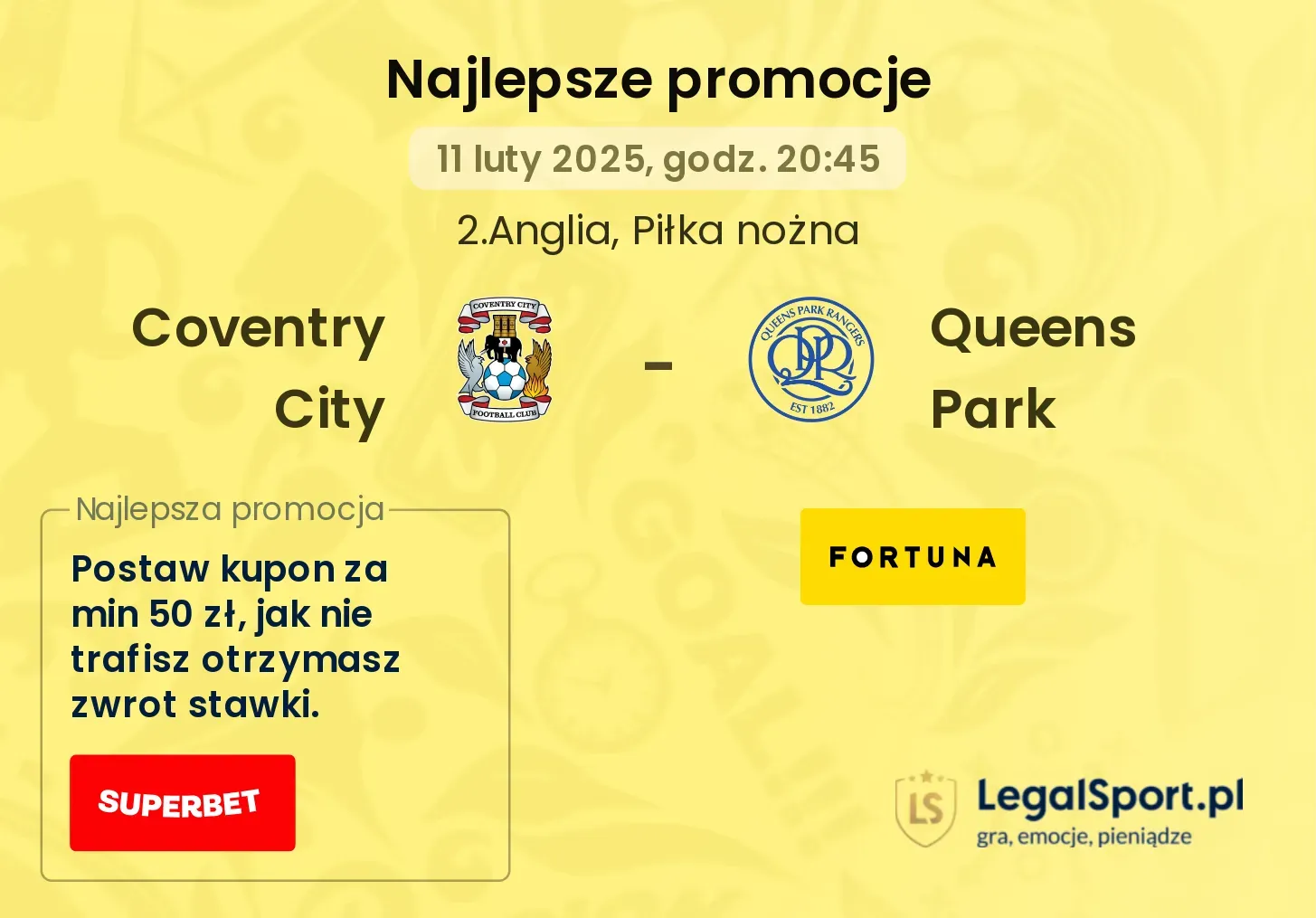 Coventry City - Queens Park promocje u bukmacherów