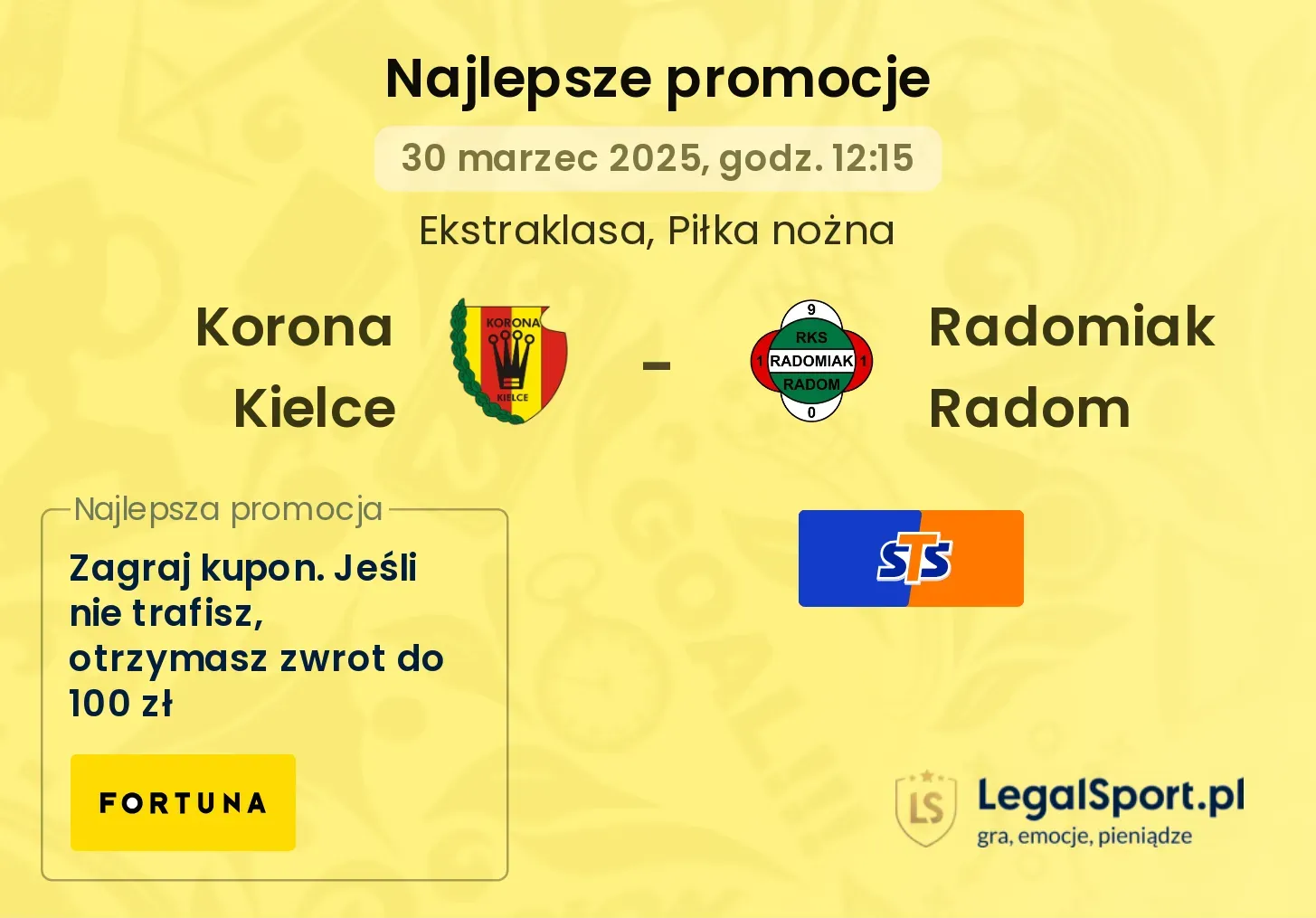 Korona Kielce - Radomiak Radom promocje u bukmacherów