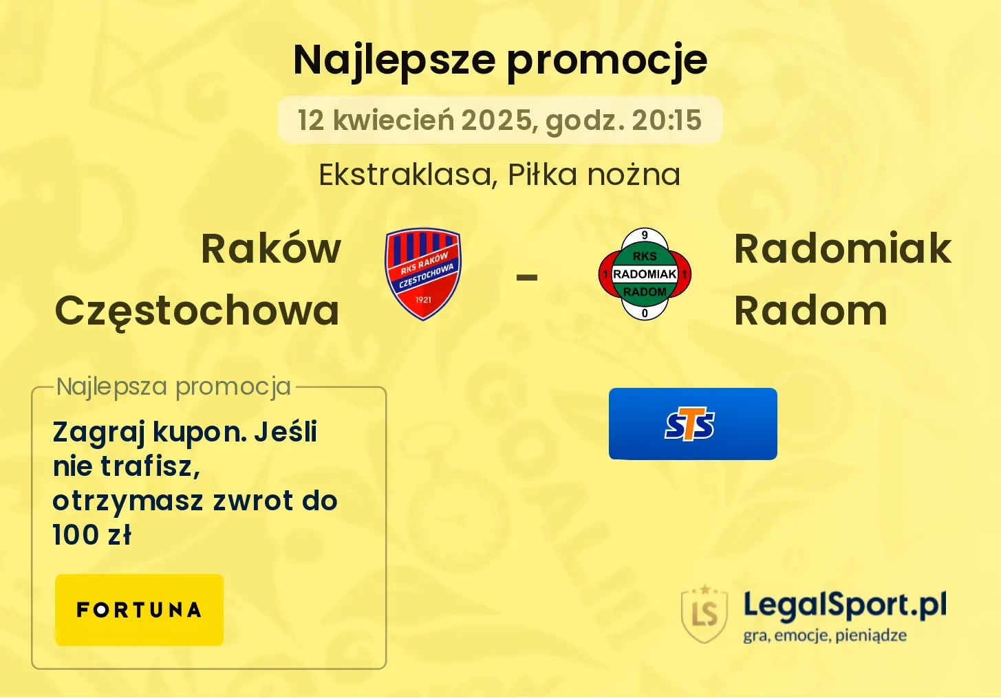 Raków Częstochowa - Radomiak Radom promocje u bukmacherów
