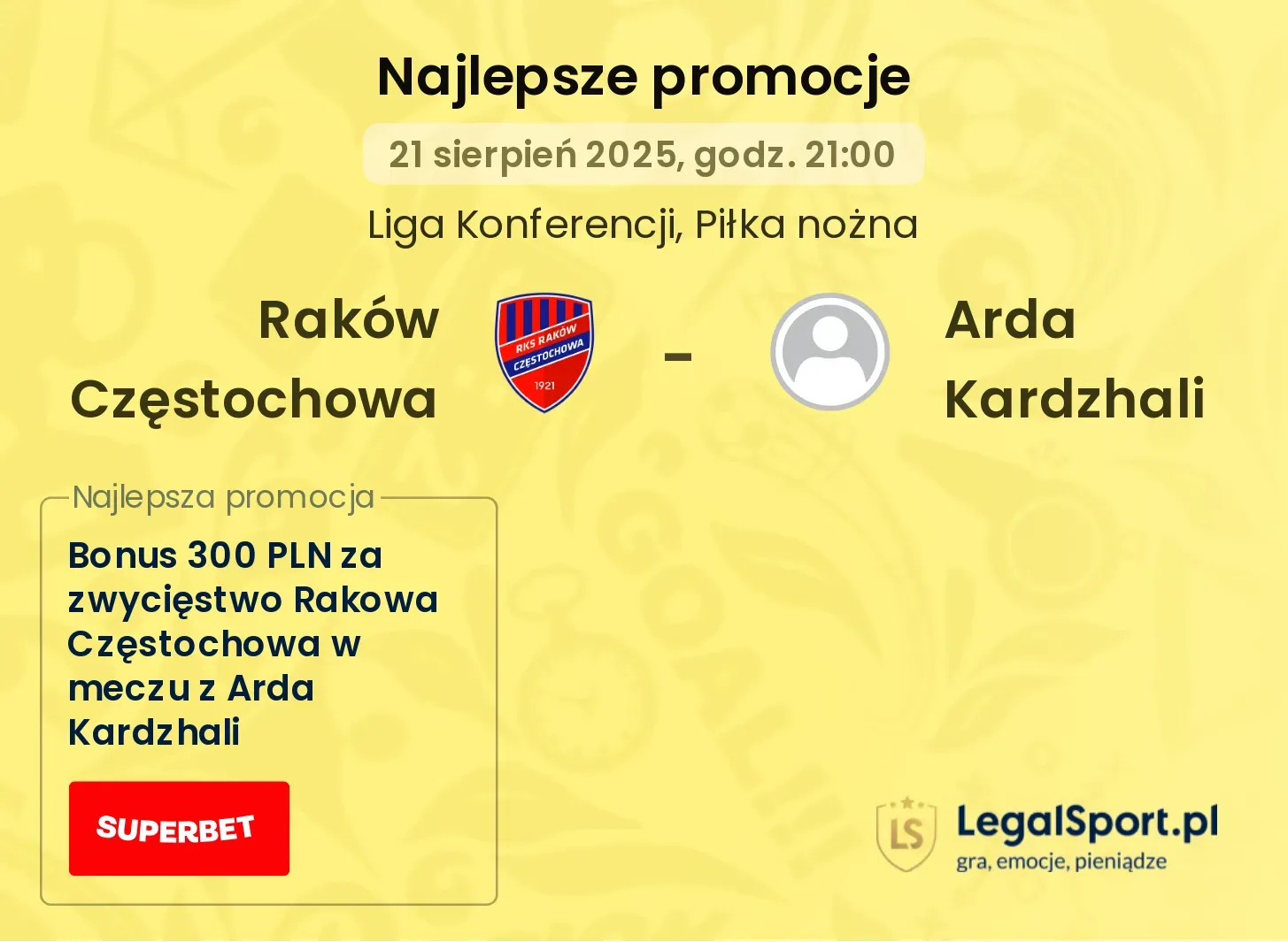 Raków Częstochowa - Arda Kardzhali promocje bukmacherskie