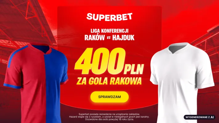 Promocja Superbet: 400 PLN za gola Rakowa Częstochowa w meczu z Hajdukiem Split