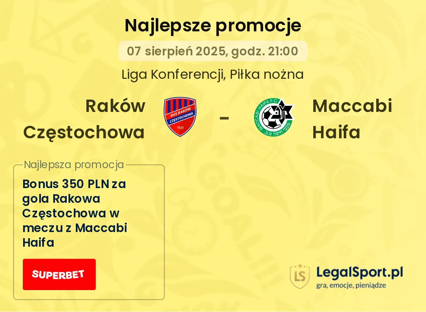 Raków Częstochowa - Maccabi Haifa promocje u bukmacherów