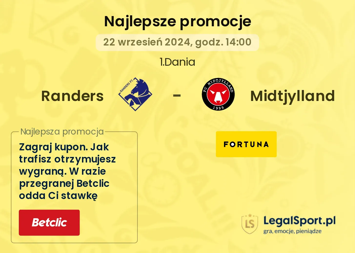 Randers - Midtjylland promocje bukmacherskie 22.09, 14:00
