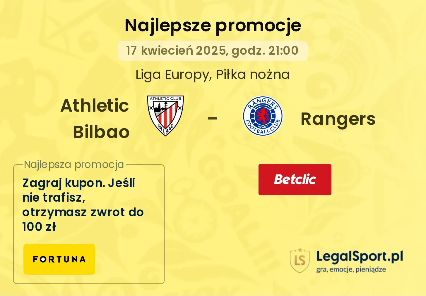 Rangers - Athletic Bilbao promocje bonusy na mecz