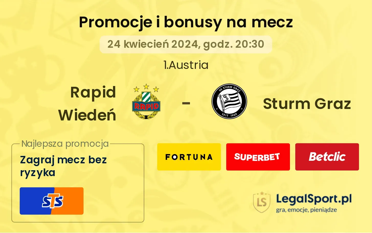 Rapid Wiedeń - Sturm Graz promocje bonusy na mecz
