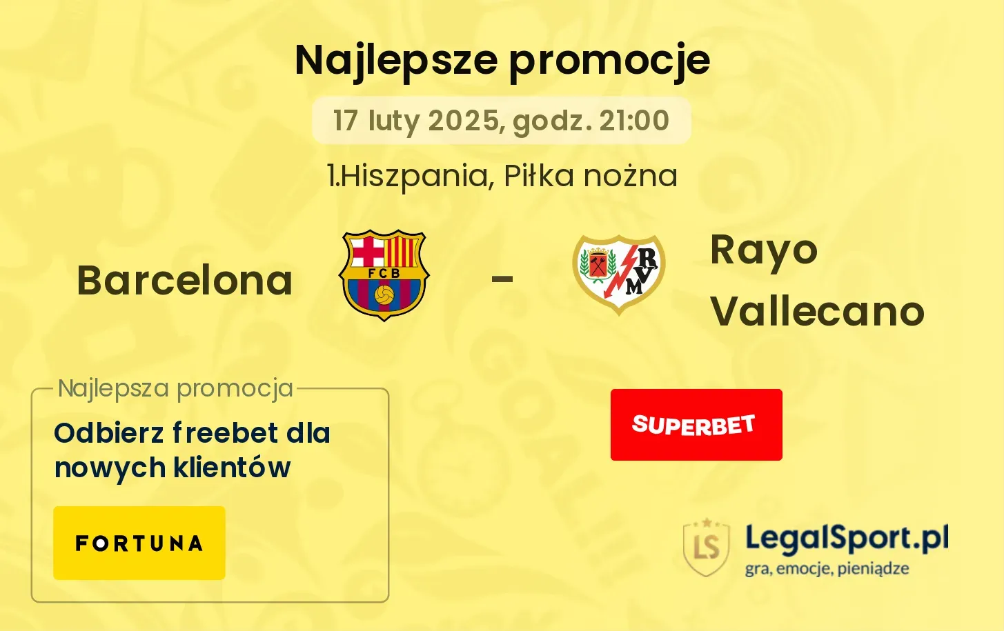 300 zł jeśli Barcelona wygra z Rayo od Superbet, 149 zł za zwycięzcę meczu w promocji STS