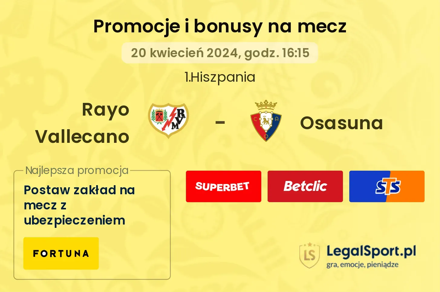 Rayo Vallecano - Osasuna promocje bonusy na mecz