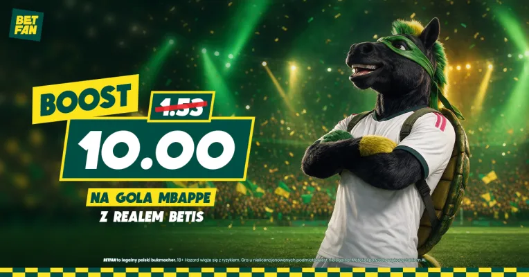 BETFAN: 176 zł za gola Mbappe w meczu Real Betis - Real Madryt