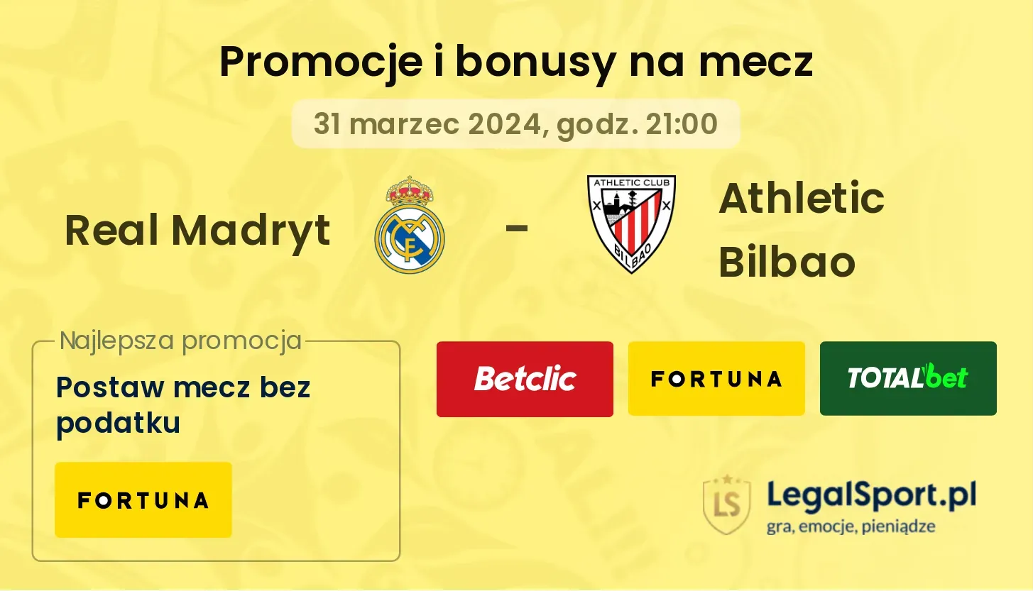 Real Madryt - Athletic Bilbao promocje bonusy na mecz