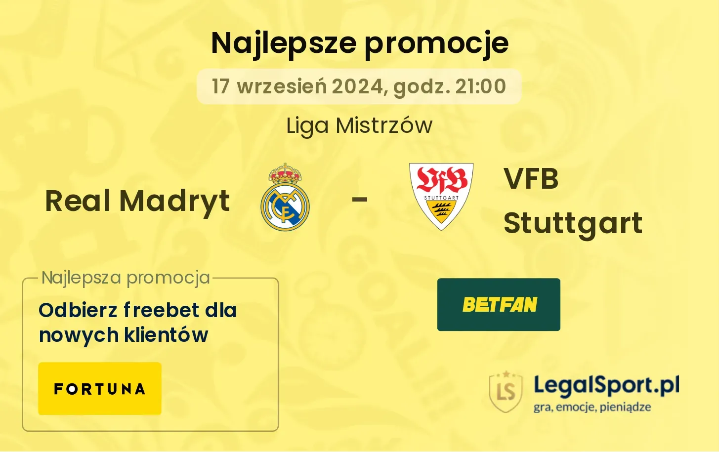 Real Madryt - VFB Stuttgart promocje bukmacherskie 17.09, 21:00