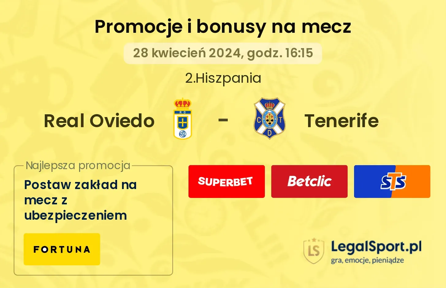 Real Oviedo - Tenerife promocje bonusy na mecz