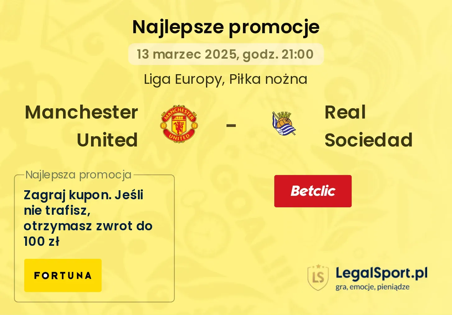 Manchester United - Real Sociedad promocje u bukmacherów