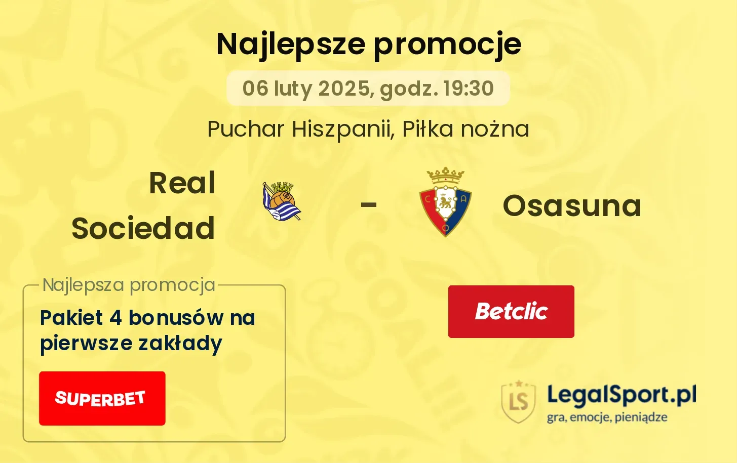 Real Sociedad - Osasuna promocje bukmacherskie