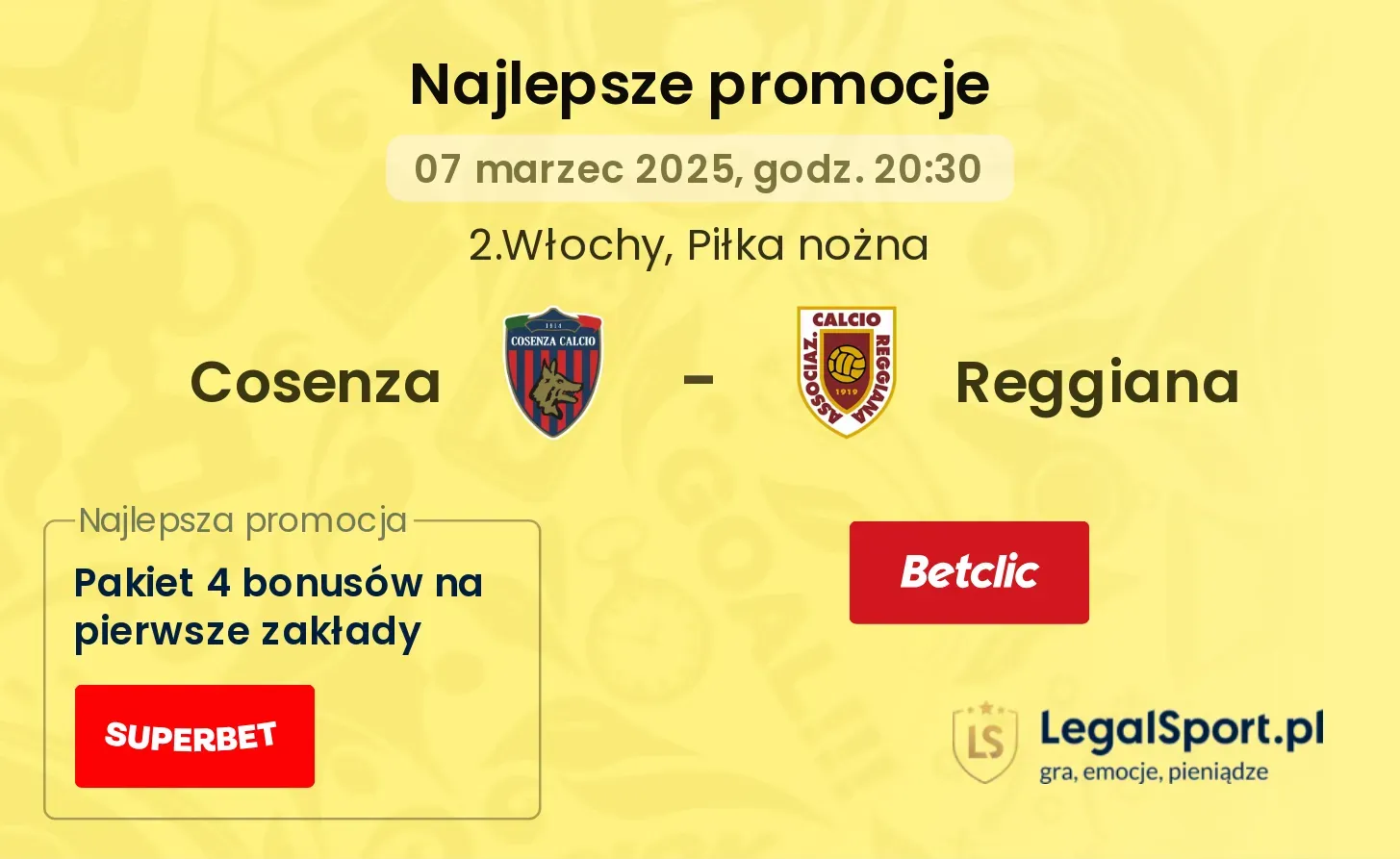 Cosenza - Reggiana promocje u bukmacherów