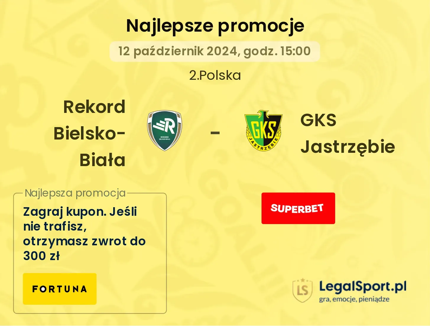 Rekord Bielsko-Biała - GKS Jastrzębie promocje u bukmacherów 12.10, 15:00