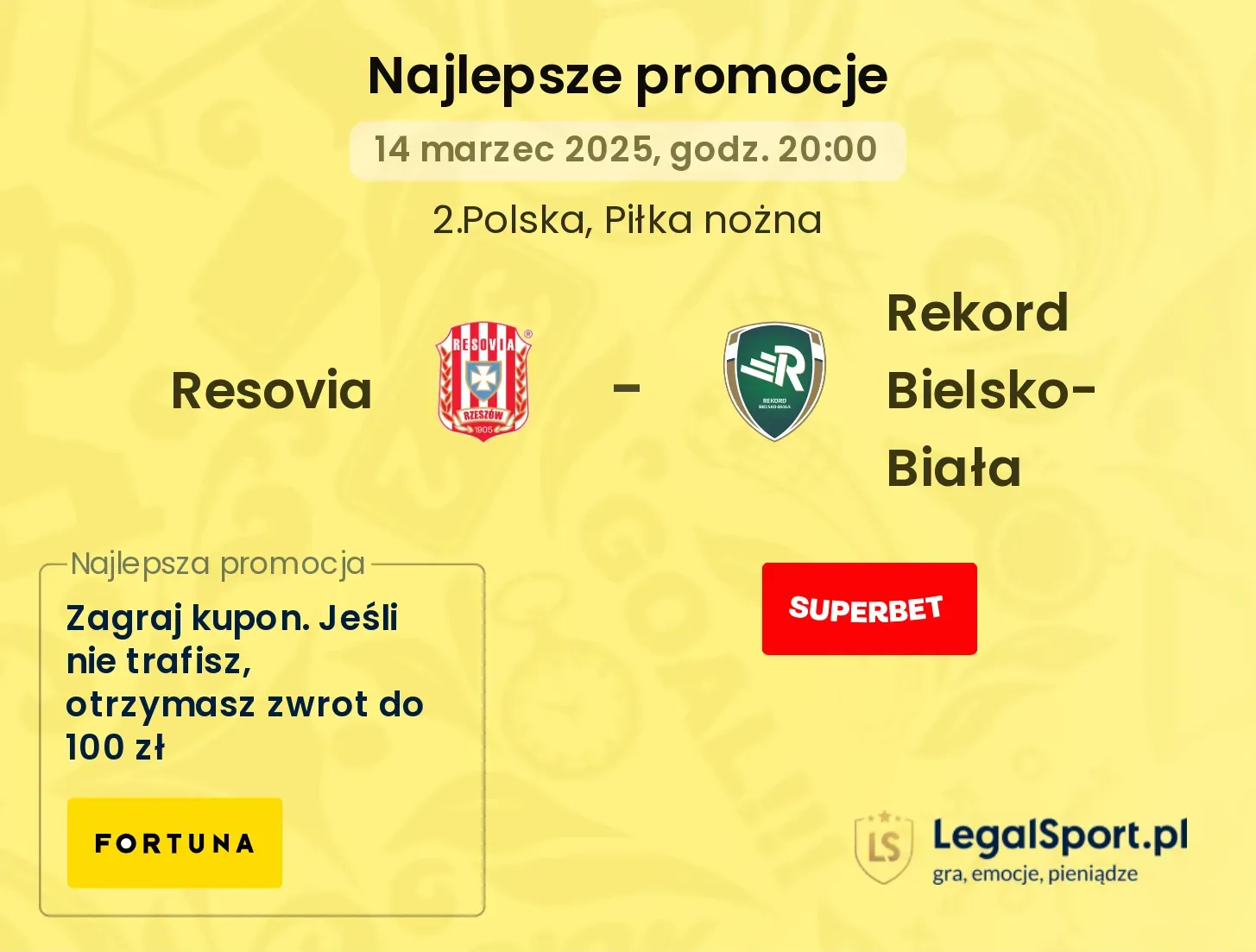 Resovia - Rekord Bielsko-Biała promocje u bukmacherów