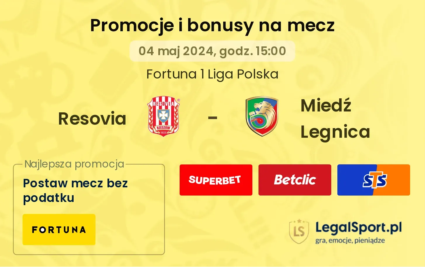 Resovia - Miedź Legnica promocje bonusy na mecz