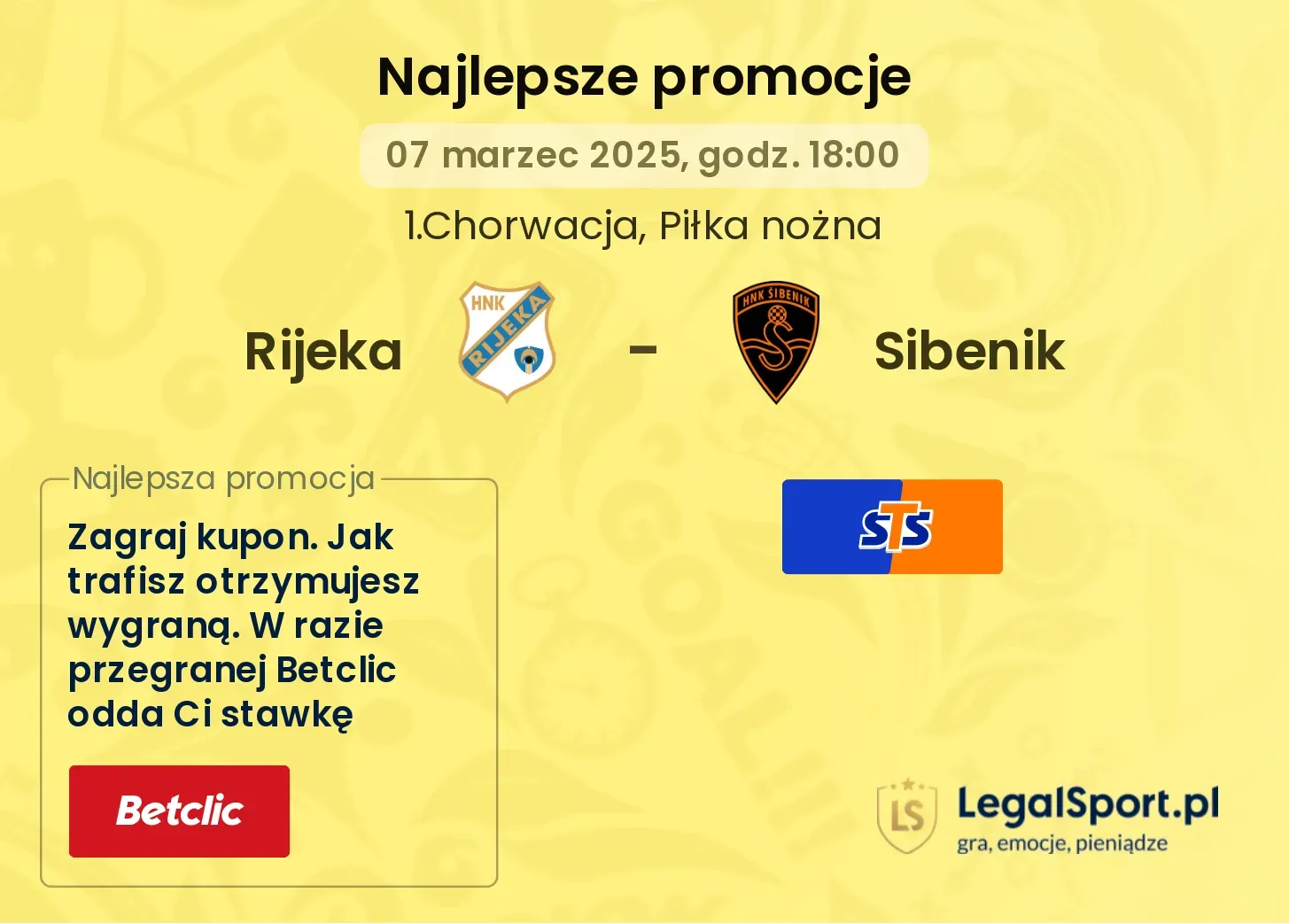 Rijeka - Sibenik promocje bukmacherskie
