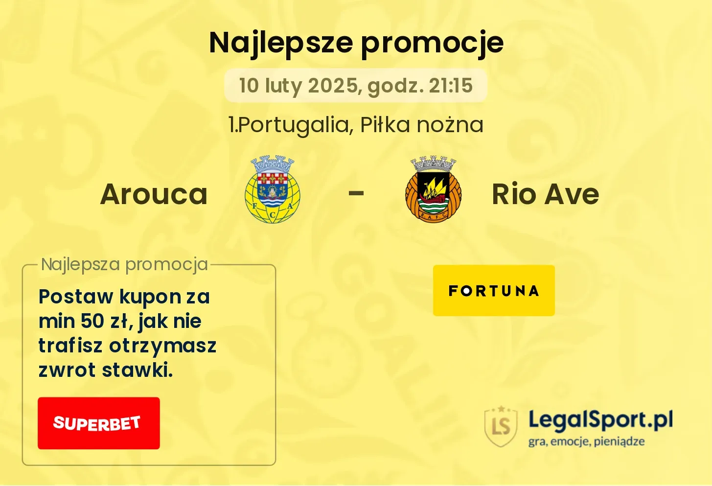 Arouca - Rio Ave promocje u bukmacherów
