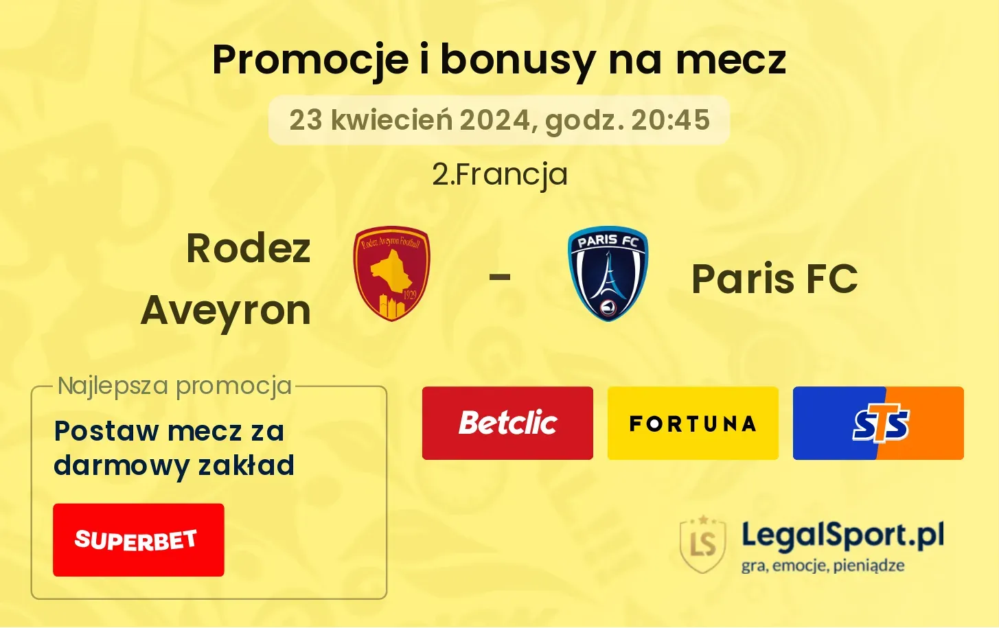 Rodez Aveyron - Paris FC promocje bonusy na mecz