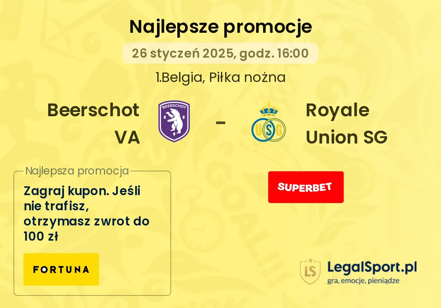 Beerschot VA - Royale Union SG promocje bukmacherskie