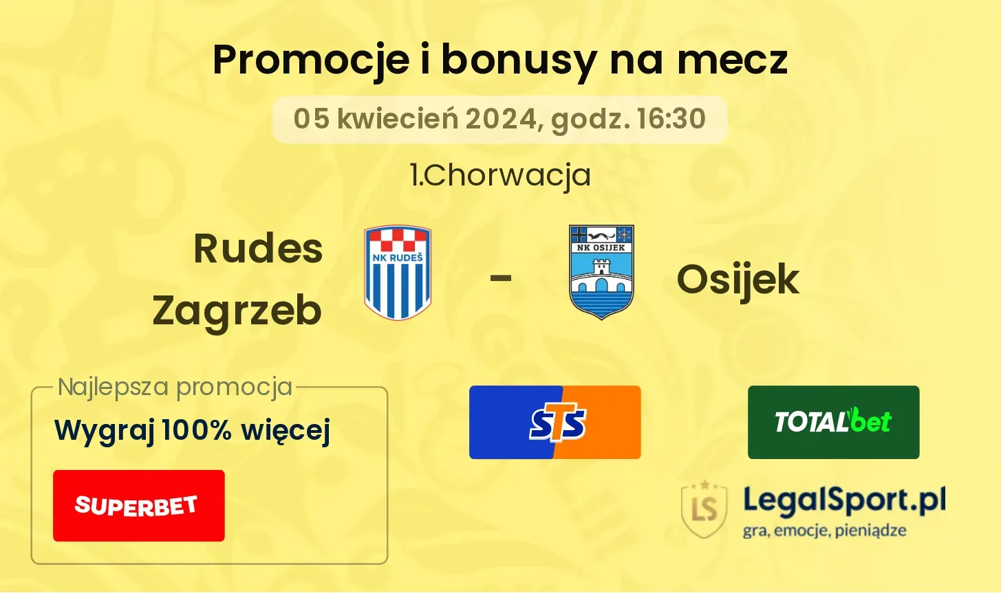 Rudes Zagrzeb - Osijek promocje bonusy na mecz