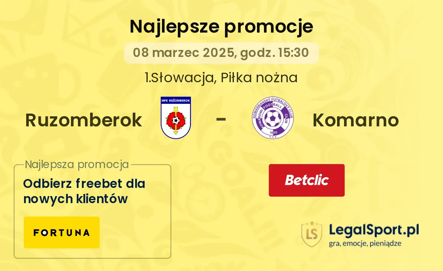 Ruzomberok - Komarno promocje bukmacherskie