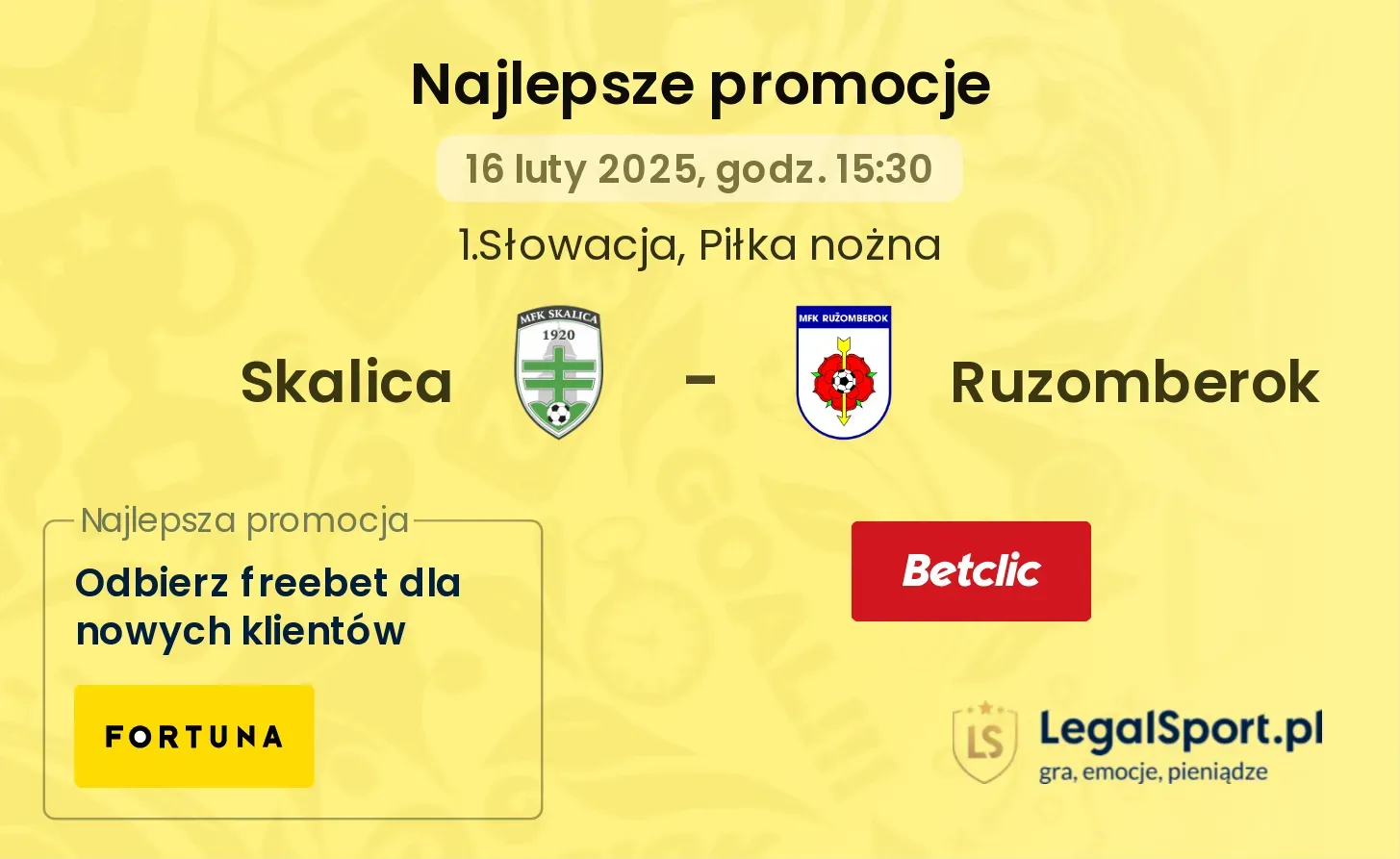 Skalica - Ruzomberok promocje u bukmacherów