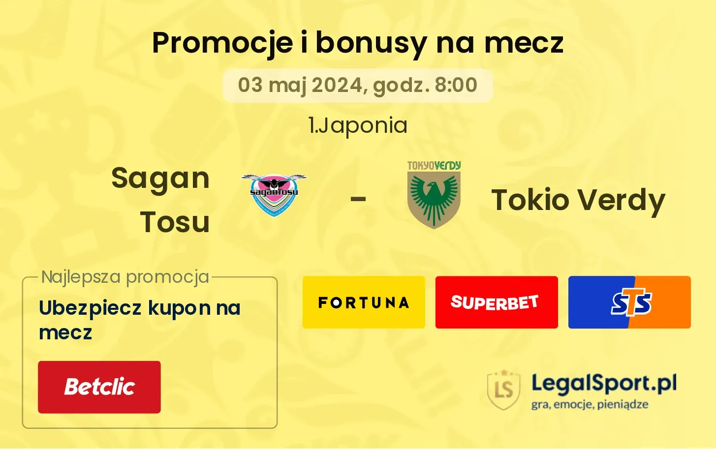 Sagan Tosu - Tokio Verdy promocje bonusy na mecz