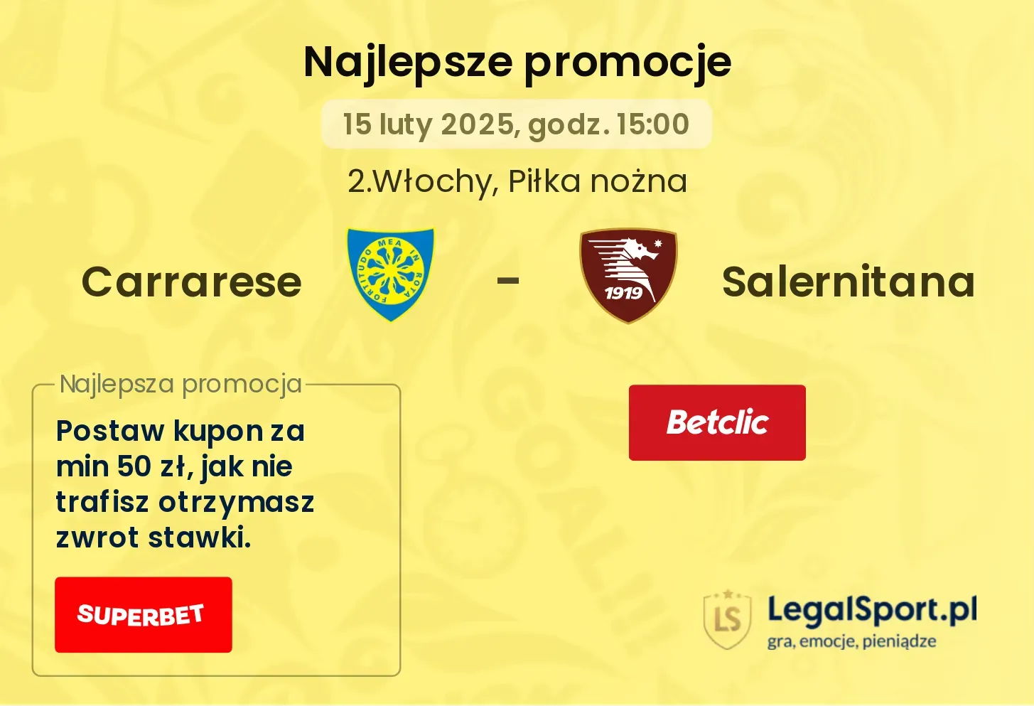 Carrarese - Salernitana promocje bukmacherskie