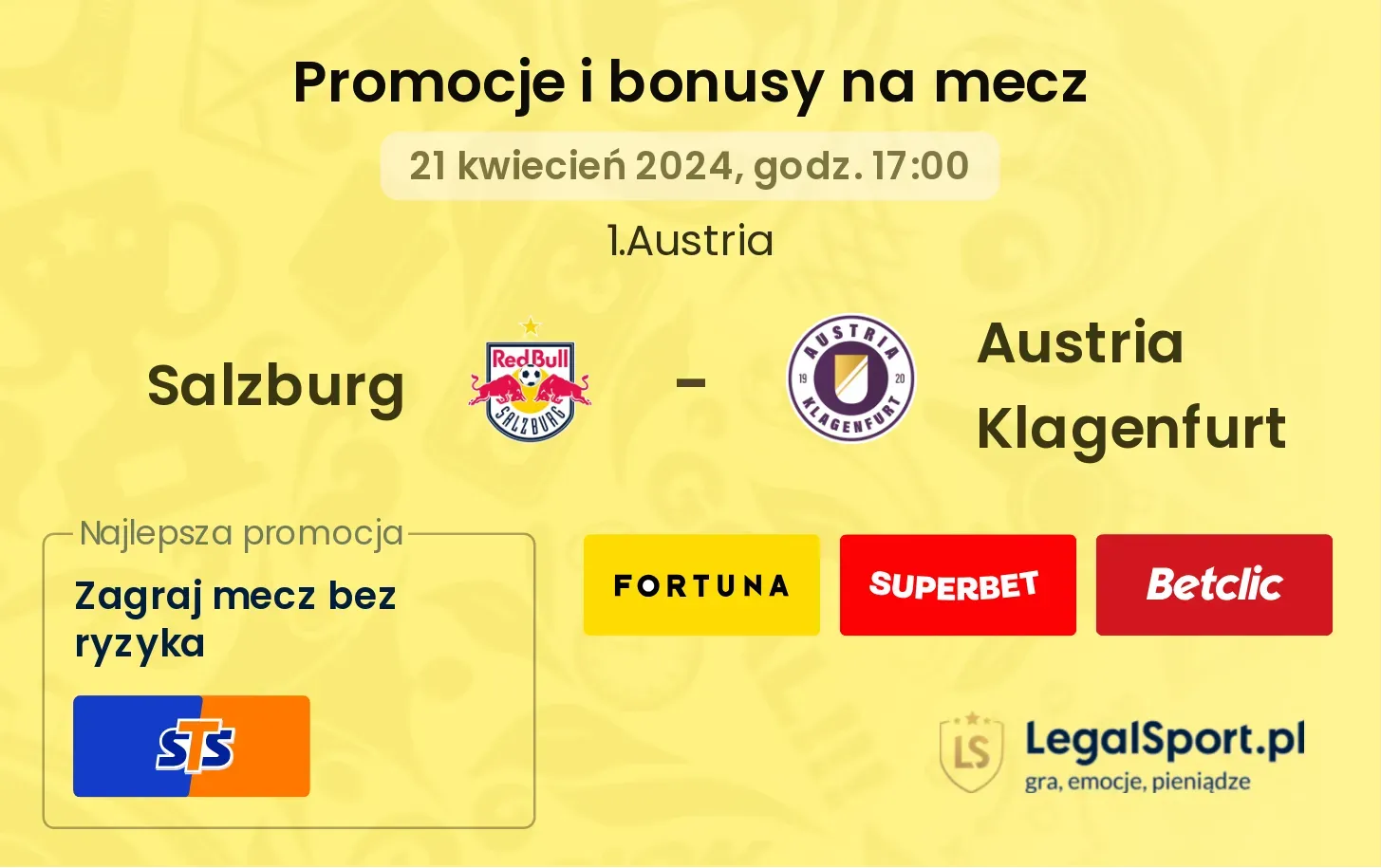 Salzburg - Austria Klagenfurt promocje bonusy na mecz
