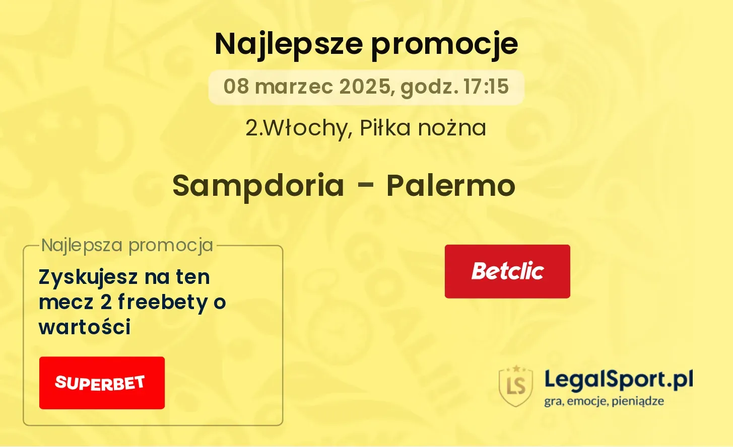 Sampdoria - Palermo promocje bukmacherskie